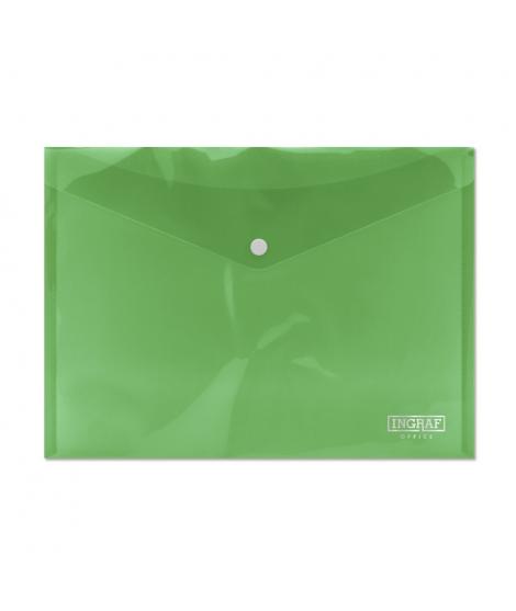 Ingraf Sobre con Cierre de Broche - Polipropileno - Tamaño A4 - Color Verde