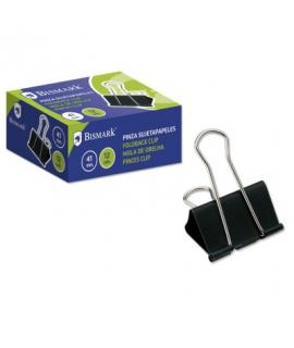 Bismark Pack de 12 Pinzas Sujetapapeles Metalicas de 41mm - Pala Abatible - Color Negro