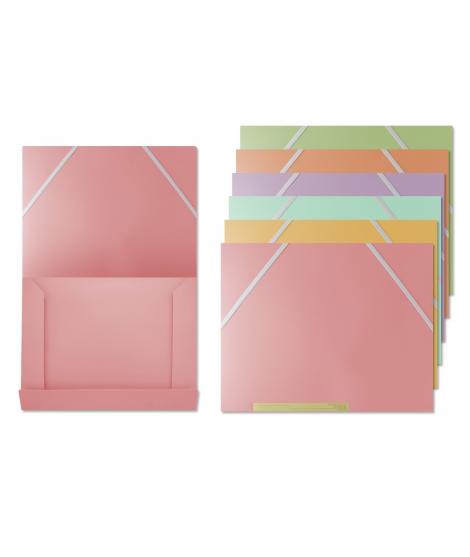 Bismark Pack de 6 Carpetas de Solapa Polipropileno - Tamaño A4 - Cierre con Gomas - Colores Surtidos Pastel