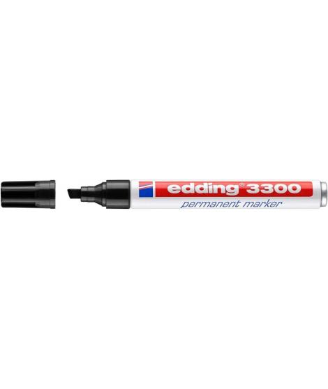 Edding 3300 Rotulador Permanente - Punta Biselada - Trazo entre 1 y 5 mm. - Tinta Casi Inodora - Secado Rapido - Color Negro