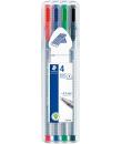 Staedtler Triplus Fineliner 334 Pack de 4 Rotuladores de Punta Fina - Trazo 0.3 mm Aprox - Tinta Base de Agua - Colores Surtidos