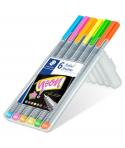Staedtler Triplus Fineliner 334 Pack de 6 Rotuladores de Punta Fina - Trazo 0.3mm Aprox - Tinta Base de Agua - Colores Surtidos