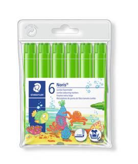 Staedtler Noris Watercolour 340 Pack de 6 Rotuladores de Gran Tamaño - Trazo 3mm Aprox - Lavable Facilmente - Tinta Base de Agua