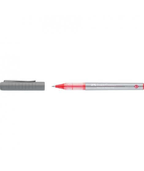 Faber-Castell Roller Free Ink Boligrafo de Tinta Liquida - Punta Conica 0,7mm - Ancho de Linea Fino - Clip de Metal - Color Rojo