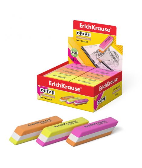 Erichkrause Drive Goma de Borrar Suave de Forma Clasica - Fabricado de Caucho Termoplastico Hipoalergenico - Diseño en Color de 