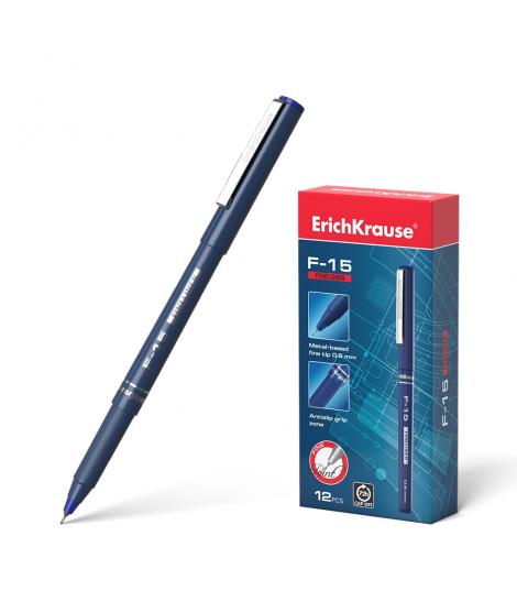 Erichkrause Boligrafo F-15 de Trazo Fino - Clip Metalico - Conviene para Cualquier Tipo de Papel - Cuerpo Opaco Redondo - Color 