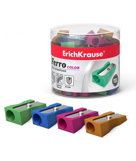 Erichkrause Ferro Color - Sacapuntas de Aluminio con Agarre Ergonomico - Orificio de 8mm - Cuchilla de Acero al Carbono - Surtid