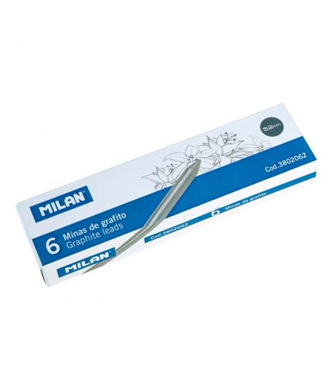 Milan Pack de 6 Minas de Grafito para Dibujo 5.2mm B -  Alta Resistencia