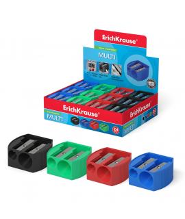 Erichkrause Multi - Sacapuntas de Plastico con Dos Orificios - Diametros de 8mm y 11mm - Color Surtido