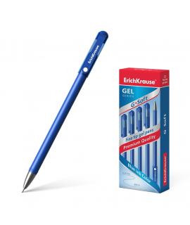 Erichkrause Boligrafo de Gel G-Soft - Revestimiento Soft Touch - Punta Fina de Tipo Aguja - Tinta de Secado Rapido - Color Azul