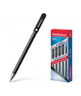 Erichkrause Boligrafo de Gel G-Soft - Revestimiento Soft Touch - Punta Fina de Tipo Aguja - Tinta de Secado Rapido - Color Negro
