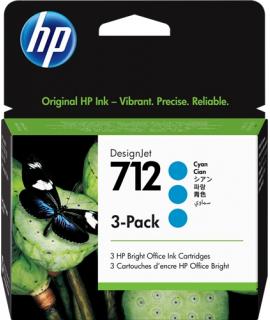 HP 712 Cyan Pack de 3 Cartuchos de Tinta Originales - 3ED77A