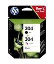 HP 304 Negro + Color Pack de 2 Cartuchos de Tinta Originales - 3JB05AE