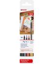 Edding 1340 Brush Pack de 4 Rotuladores - Punta Pincel Flexible - Trazo 1-3mm - Tinta con Base de Agua - Colores Oro, Negro, Gri