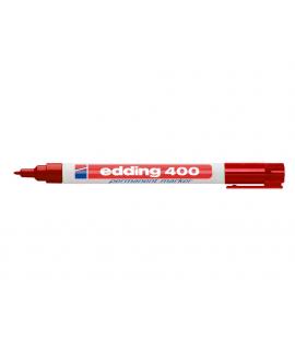Edding 400 Rotulador Permanente - Punta Redonda - Trazo 1 mm. - Recargable - Secado Rapido - Color Rojo