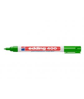Edding 400 Rotulador Permanente - Punta Redonda - Trazo 1 mm. - Recargable - Secado Rapido - Color Verde