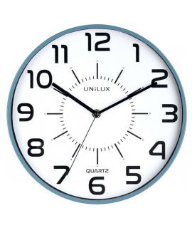 Unilux Reloj de Pared Pop - Diseño Moderno y Colorido - Facil Lectura de la Hora - Funciona con Pilas - Color Azul