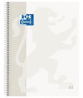 Oxford Europeanbook 1 Cuaderno Espiral Formato A4+ Cuadriculado 5x5mm - 80 Hojas - Banda de Color - Tapa Extradura Brillante - C