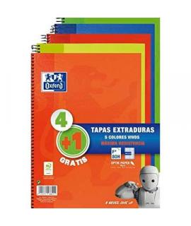 Oxford Classic Write & Erase Pack 5 Cuadernos Espiral Formato Folio Cuadriculado 4x4mm - 80 Hojas - Tapas Extraduras con Pizarra