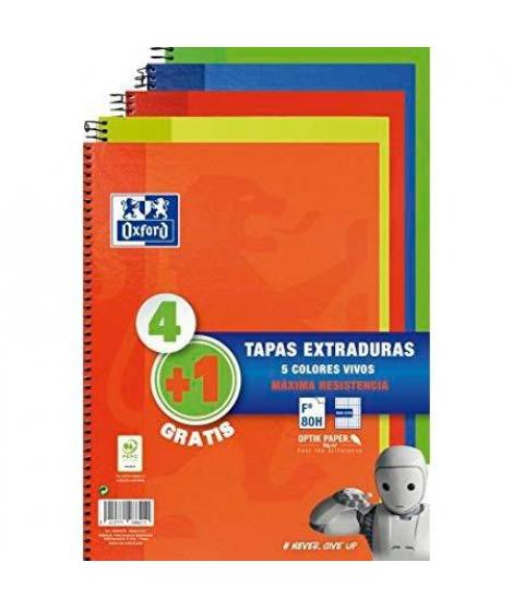 Oxford Classic Write & Erase Pack 5 Cuadernos Espiral Formato Folio Cuadriculado 4x4mm - 80 Hojas - Tapas Extraduras con Pizarra