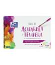 Oxford Bloc de Acuarela y Tempera Escolar Espiral Formato A4+ Liso - 10 Hojas Microperforadas 300gr Color natural - Papel de Dob