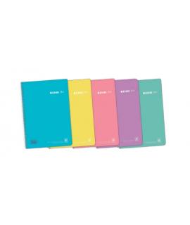 Enri Plus Cuaderno Espiral Formato Folio Cuadriculado 4x4mm - 80 Hojas 90gr con Margen - Cubierta de Plastico - Colores Pastel S