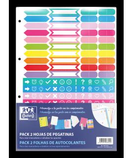 Oxford Pack de 2 Hojas de Stickers - Diseño Variado - Adhesivo de Alta Calidad - Ideal para Decorar Cuadernos