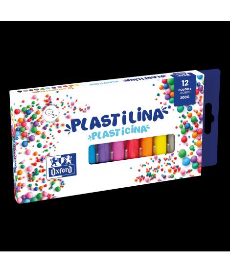 Oxford Plastilina 12 Colores 100gr - Textura Suave y Maleable - Ideal para Modelar y Crear Obras de Arte