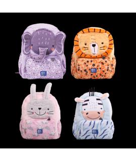 Oxford Kids Mochila Infantil 8.5L Tacto Suave Peluche - Diseño Surtido 4 Animal Besties - Ideal para Niños Pequeños - Espaciosa 