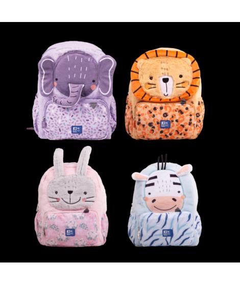 Oxford Kids Mochila Infantil 8.5L Tacto Suave Peluche - Diseño Surtido 4 Animal Besties - Ideal para Niños Pequeños - Espaciosa 