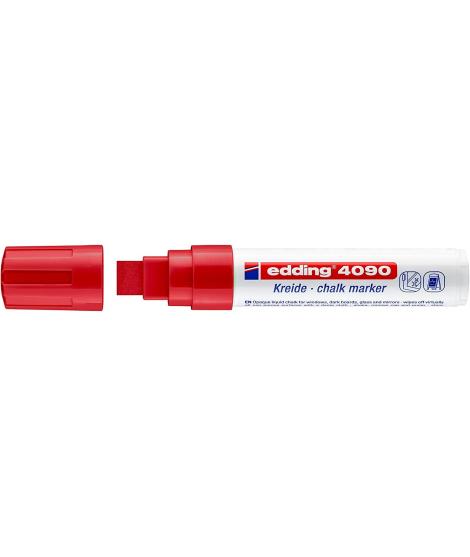 Edding 4090 Rotulador de Tiza Liquida - Punta Biselada - Trazo entre 4 y 15mm - Olor Neutro - Color Rojo