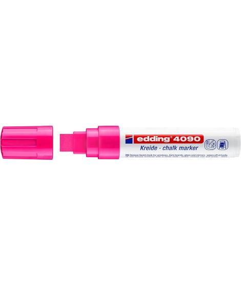 Edding 4090 Rotulador de Tiza Liquida - Punta Biselada - Trazo entre 4 y 15mm - Olor Neutro - Color Rosa Neon