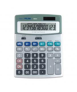 Milan Calculadoras de 14 Digitos - 3 Teclas de Memoria - Funcion Impuestos - Calculo de Margenes - Color Gris