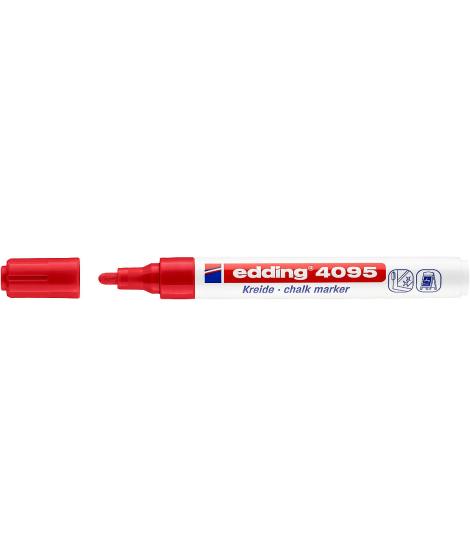 Edding 4095 Rotulador de Tiza Liquida - Punta Redonda - Trazo entre 2 y 3mm - Olor Neutro - Color Rojo