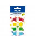 Milan Bloc de 140 Puntos de Pagina de Colores Transparentes - Plastico - Removibles - Medidas 45mm x 12mm - Colores Surtidos