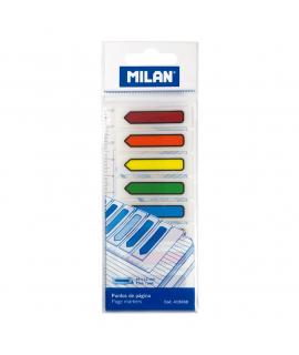 Milan Bloc de 120 Marcadores de Pagina - Plastico - Incluye Regla - Colores Transparentes Surtidos - Medidas 13mm x 5,9mm - Colo
