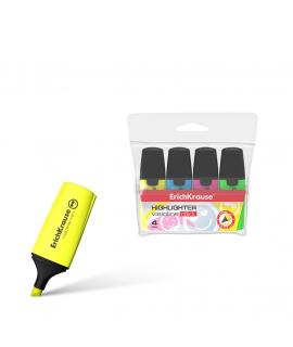 Erichkrause Visioline Mini Pack de 4 Marcadores - Miniformato con Divertidos Emoticonos - Colores: Amarillo, Verde, Azul, Rosa -