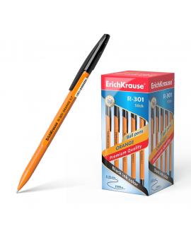 Erichkrause Boligrafo R-301 Naranja Stick 0.7 - Cuerpo Hexagonal Opaco - Punta de 0.7mm - Tinta de Secado Rapido - Color Negro