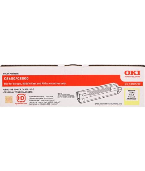 OKI C8600/C8800 Amarillo Cartucho de Toner Original - 43487709