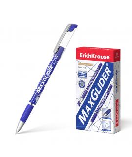 Erichkrause Boligrafo Maxglider - Ultra Glide Technology - Cuerpo Redondo con Grip de Goma - Tinta Azul