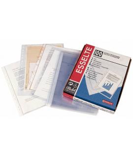 Esselte Funda Porta Documentos Folio - PP - Cristal Liso Calidad Estandar - Multitaladro-16 - Caja 100 - Transparente