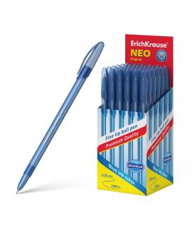 Erichkrause Boligrafo Neo Original - Punta de Aguja Sofisticada Fine Tip - Cuerpo Redondo Translucido Mate - Tinta Color Azul