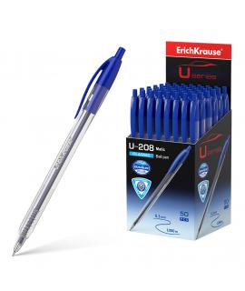 Erichkrause Boligrafo Automatico U-208 Classic Matic - Ultra Glide Technology - Cuerpo Transparente con Grip - Color Azul