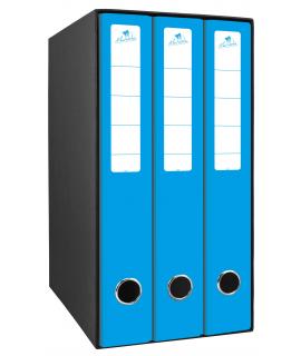 Mariola Box Modulo de 3 Archivadores con Rado 2 Anillas 40mm - Tamaño 35x26x17cm - Carton Forrado - Color Azul