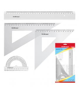 Erichkrause Conjunto de Geometria Grande - Regla de 30 cm - Escuadra de 16 cm/45º - Escuadra de 22 cm/60º - Transportador de 180