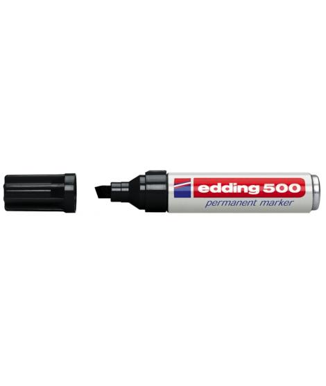 Edding 500 Rotulador Permanente - Punta Biselada - Trazo entre 2 y 7 mm. - Recargable - Secado Instantaneo - Color Negro