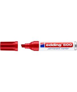 Edding 500 Rotulador Permanente - Punta Biselada - Trazo entre 2  y 7 mm. - Recargable - Secado Instantaneo - Color Rojo