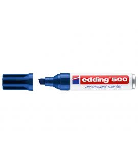 Edding 500 Rotulador Permanente - Punta Biselada - Trazo entre 2 y 7 mm. - Recargable - Secado Instantaneo - Color Azul