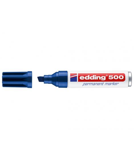 Edding 500 Rotulador Permanente - Punta Biselada - Trazo entre 2 y 7 mm. - Recargable - Secado Instantaneo - Color Azul