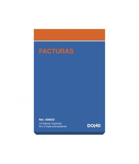 Dohe Talonario de Facturas - Cuarto Natural - 50x2 Hojas Autocopiativas - Duplicado